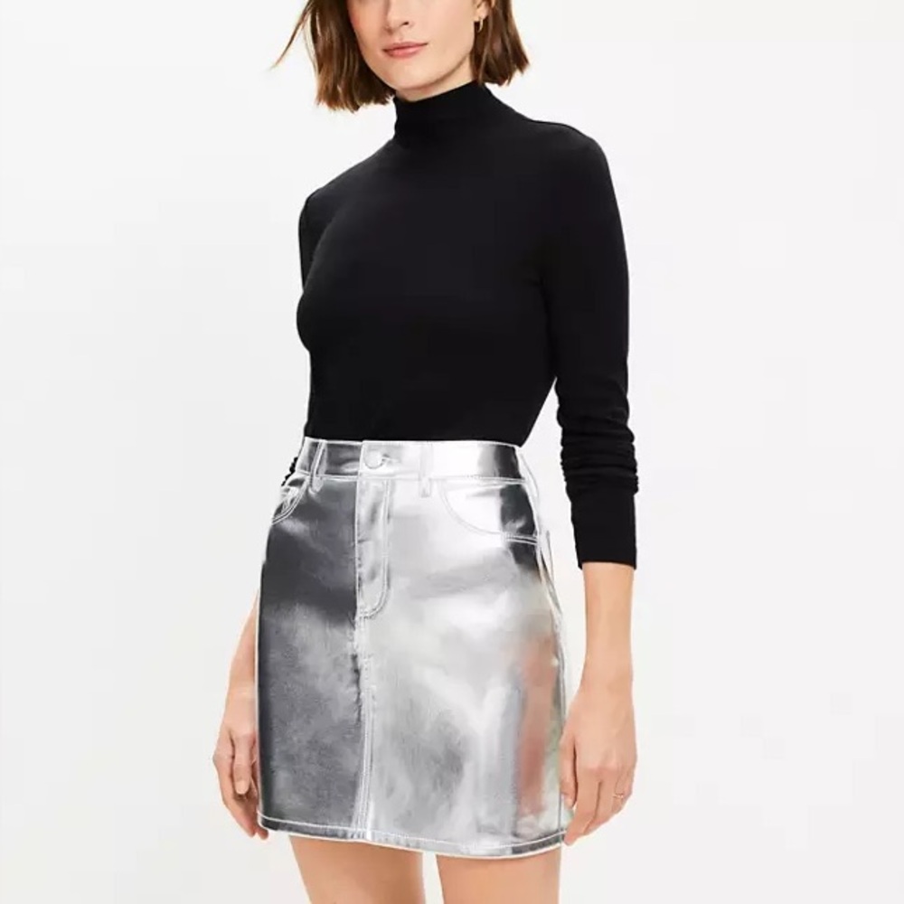 Loft Silver Metallic Skirt
